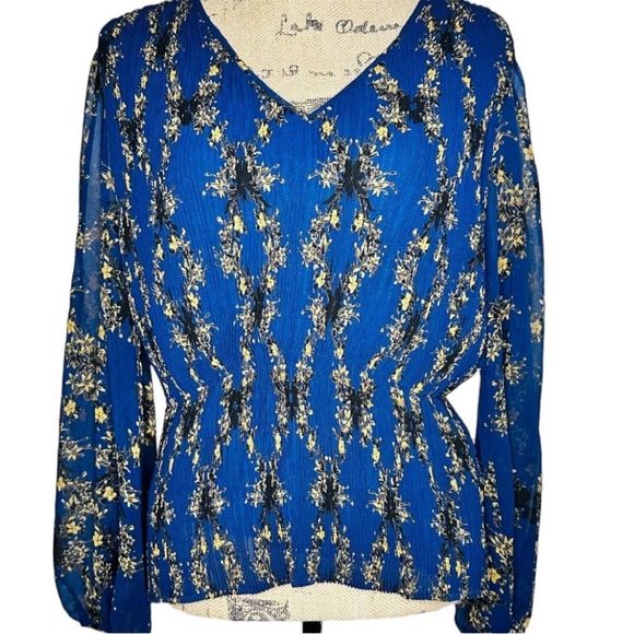 Navy Blue 1. State Blouse Size Large Golden Hour Blue Night Color NWT - Picture 1 of 5